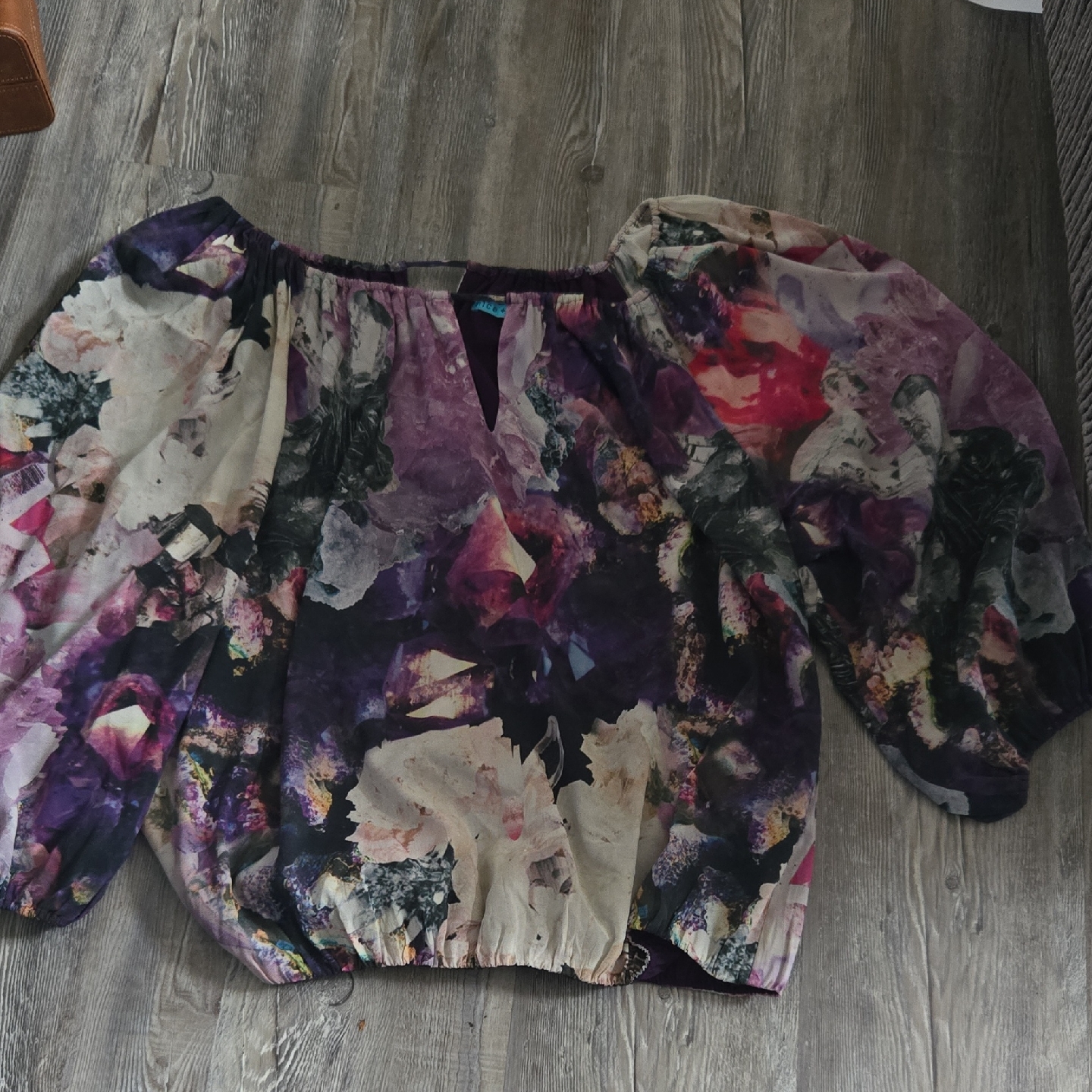 Alice + Olivia Purple And Cream Floral Blouse